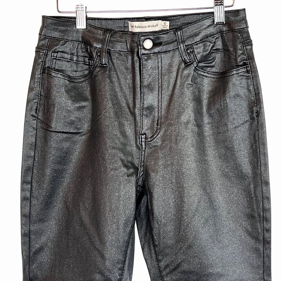 Rebecca Minkoff Womens Size 10 Black Metallic High-Waist Skinny Pants NWOT's - Picture 8 of 14